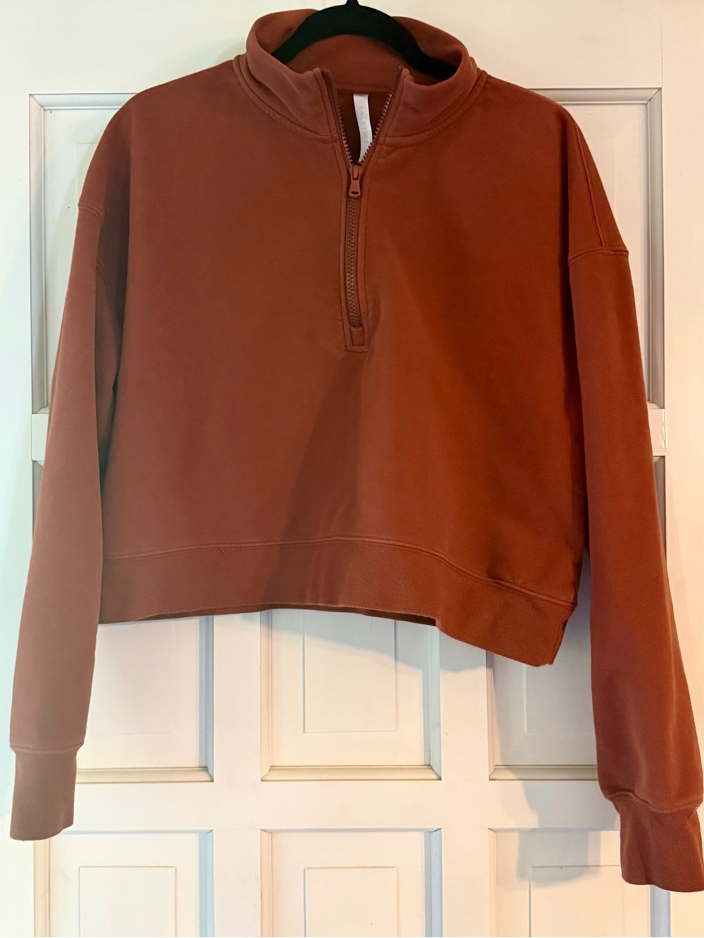 Fabletics Cropped Half-Zip Pullover in Rust
